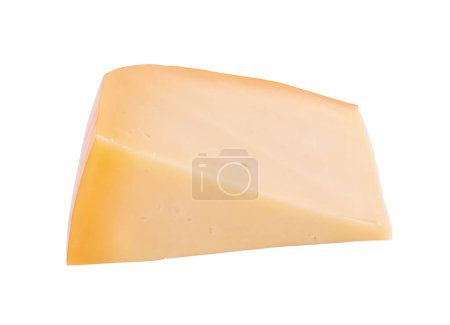 Foto de Hard Gouda cheese isolated on a white background. Image of a piece of Gouda cheese. - Imagen libre de derechos
