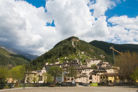 Photo for SCHEGGINO, ITALY - APRIL 20, 2023: Panoramic view of the medieval little town of Scheggino in Umbria Italy - Royalty Free Image