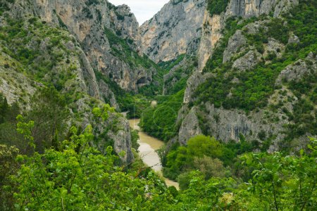 Téléchargez les photos : Vue imprenable sur le canyon dans la région de marche appelée gorge de Furlo, en italien "Gola del Furlo", Europe - en image libre de droit