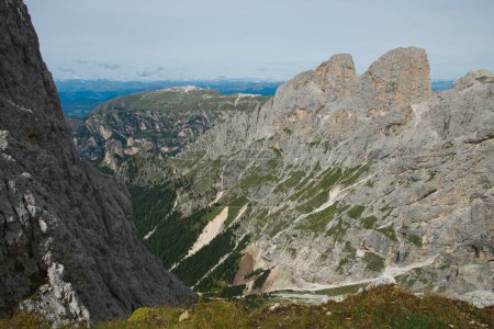 Beautiful panorama from the famous Vajolet towers in Val di Fassa, Italy
