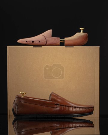 Foto de Cómodos zapatos de cuero marrón confiables en estilo retro casual - Imagen libre de derechos