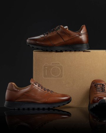 Téléchargez les photos : Chaussures confortables en cuir marron dans un style rétro décontracté - en image libre de droit
