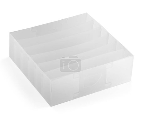 Photo for Set of foldable plastic drawer organizers for storing variety of items isolated on white background. Comfortable and functional interior accessories designed to create orderly and accessible space - Royalty Free Image