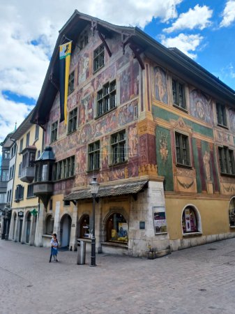 Photo for SCHAFFHAUSEN, SWITZERLAND - MAY 26, 2022: The historical Haus zum Ritter, old town Schaffhausen, Switzerland - Royalty Free Image