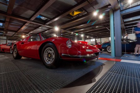 Photo for ROMANSHORN, SWITZERLAND - JUNE 4, 2023: Ferrari Dino 206 GT car in museum Romanshorn - Royalty Free Image