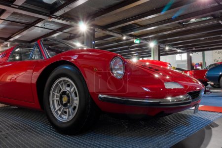 Photo for ROMANSHORN, SWITZERLAND - JUNE 4, 2023: Ferrari Dino 206 GT car in museum Romanshorn - Royalty Free Image