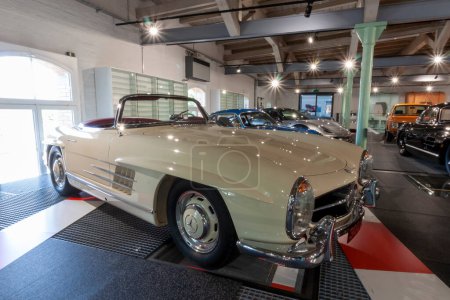 Photo for ROMANSHORN, SWITZERLAND - JUNE 4, 2023: Mercedes 300SL Cabrio in the Romanshorn's museum Autobau erlebniswelt - Royalty Free Image