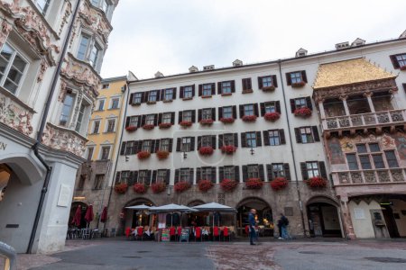 Photo for Square before the Golden Roof, ornamented with 2,738 fire-gilded copper tiles. Innsbruck, Austria - Royalty Free Image