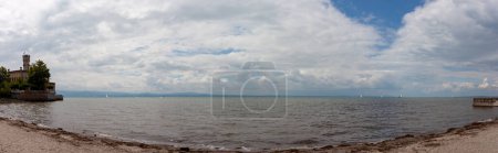 Panorama of Lake Constance in Langenargen. Lake and sky in early August