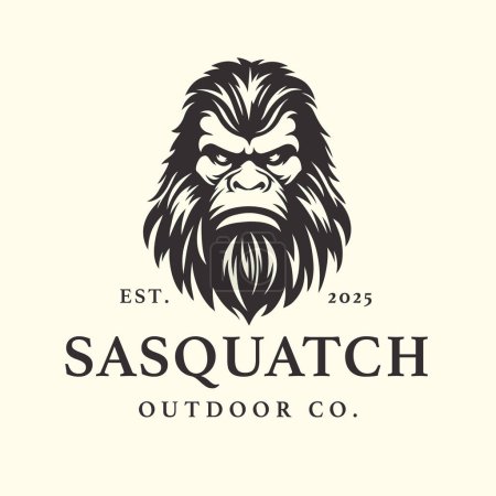 Téléchargez les illustrations : Emblème de logo sasquatch en colère - en licence libre de droit