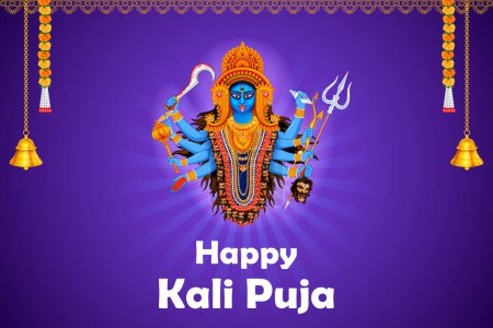 Illustration for Illustration of Goddess Kali Maa on Diwali Kali Pooja background of India festival - Royalty Free Image