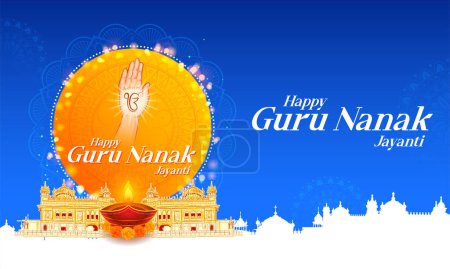 Ilustración de Ilustración de Happy Gurpurab, Guru Nanak Jayanti festival de fondo de celebración de Sikh - Imagen libre de derechos