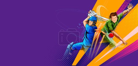 Illustration for Illustration of batsman player playing cricket championship sports - Royalty Free Image