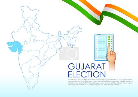 Téléchargez les illustrations : Illustration of different people showing voting finger for Gujarat Legislative Assembly election - en licence libre de droit