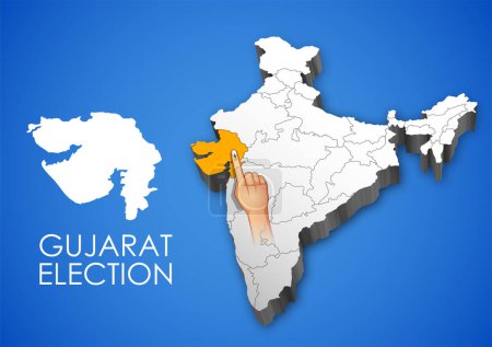 Ilustración de Illustration of different people showing voting finger for Gujarat Legislative Assembly election - Imagen libre de derechos