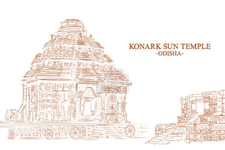 Ilustración de Illustration of Konark Sun Temple in Puri district, Odisha, India - Imagen libre de derechos