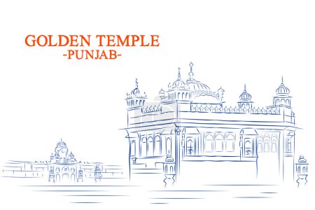 Illustration for Illustration of Golden Temple Harmandir Sahiba a gurdwara in the city of Amritsar, Punjab, India - Royalty Free Image