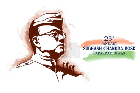 Illustration des indischen Hintergrunds mit dem Nationalhelden und Freiheitskämpfer Subhash Chandra Bose Pride of India für den 23. Januar