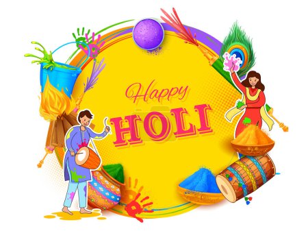 Photo for Illustration of abstract colorful Happy Holi background card design for color festival of India celebration greetings - Royalty Free Image