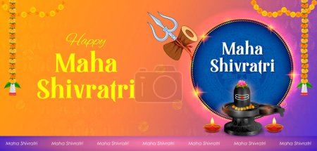 Téléchargez les illustrations : Illustration du Seigneur Shiva Linga, Dieu indien de l'hindou pour le festival Maha Shivratri de l'Inde - en licence libre de droit