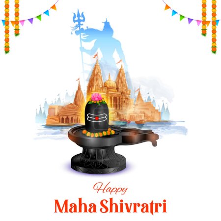 Téléchargez les illustrations : Illustration du Seigneur Shiva Linga, Dieu indien de l'hindou pour le festival Maha Shivratri de l'Inde - en licence libre de droit