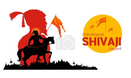 Illustration for Illustration of Chhatrapati Shivaji Maharaj, the great warrior of Maratha from Maharashtra India - Royalty Free Image