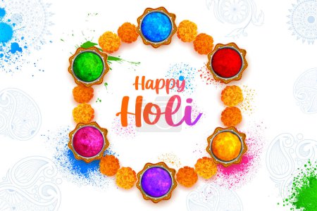 Ilustración de Ilustración del diseño colorido abstracto de la tarjeta de fondo de Happy Holi para los saludos de la celebración del festival de color de la India - Imagen libre de derechos