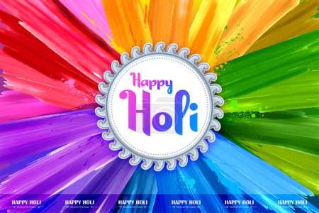 Téléchargez les photos : Illustration de la conception abstraite de carte de fond Happy Holi coloré pour fête des couleurs de l'Inde célébration salutations - en image libre de droit