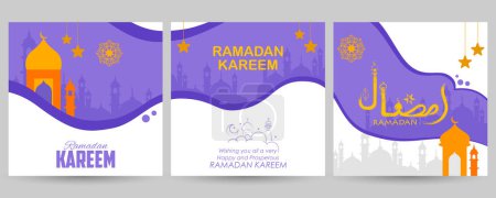 Illustration for Illustration of Ramadan Kareem Generous Ramadan greetings for Islam religious festival Eid with illuminated lamp - Royalty Free Image
