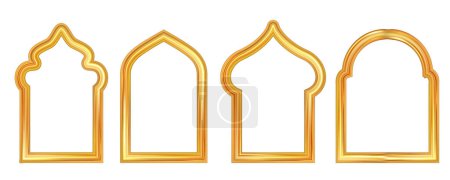 Ilustración de Ilustración del diseño del marco dorado del estilo islámico árabe para la plantilla de saludos - Imagen libre de derechos