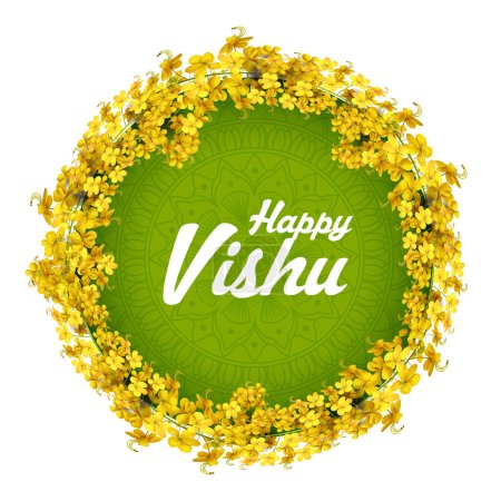 Téléchargez les illustrations : Illustration du festival hindou Happy Vishu Nouvel An célébré dans l'État indien du Kerala - en licence libre de droit