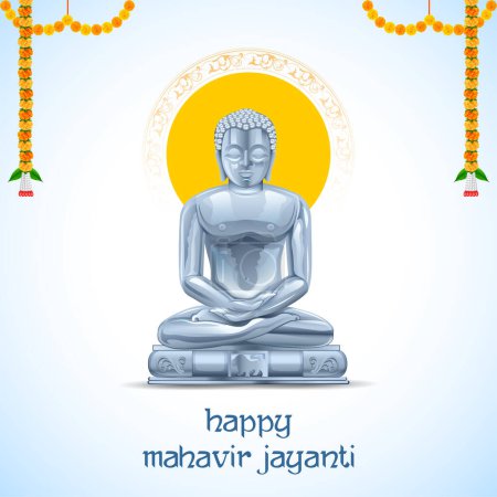 Illustration for Illustration of spiritual festival background of Mahavir Janma Kalyanak religious festivals in Jainism - Royalty Free Image