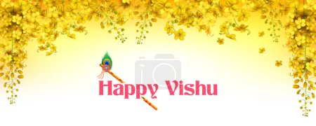 Téléchargez les illustrations : Illustration du festival hindou Happy Vishu Nouvel An célébré dans l'État indien du Kerala - en licence libre de droit