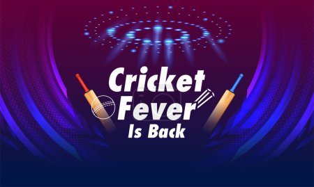 Illustration for Illustration of bat and ball of cricket championship on sports background - Royalty Free Image