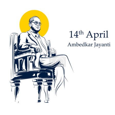 Illustration for Illustration of Dr Bhimrao Ramji Ambedkar with Constitution of India for Ambedkar Jayanti on 14 April - Royalty Free Image