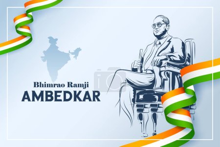 Illustration for Illustration of Dr Bhimrao Ramji Ambedkar with Constitution of India for Ambedkar Jayanti on 14 April - Royalty Free Image