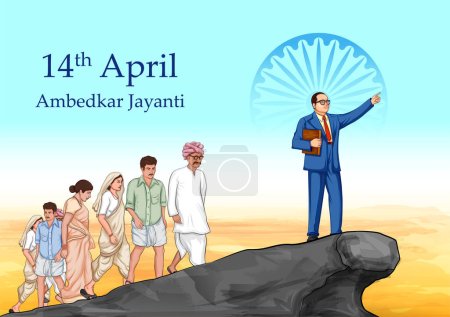 Ilustración de Ilustración del Dr. Bhimrao Ramji Ambedkar con la Constitución de la India para Ambedkar Jayanti el 14 de abril - Imagen libre de derechos