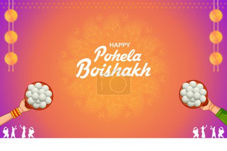 Illustration for Illustration of greeting background for Pohela Boishakh, Bengali Happy New Year celebrated in West Bengal and Bangladesh - Royalty Free Image
