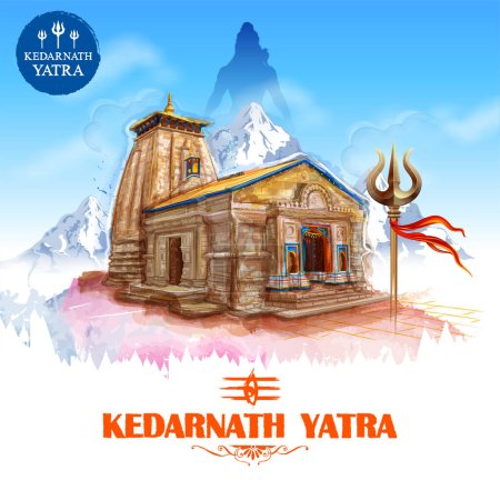 Téléchargez les illustrations : Illustration du temple hindou Kedarnath Mandir du Seigneur Shiva en Inde Uttarakhand pour Kedarnath Yatra - en licence libre de droit