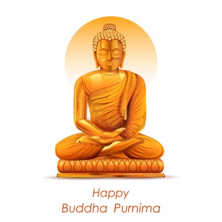 Téléchargez les illustrations : Illustration of Lord Buddha in meditation for Buddhist festival Happy Buddha Purnima Vesak - en licence libre de droit
