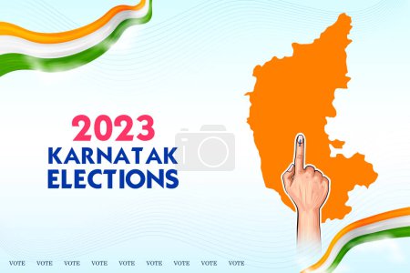 Téléchargez les illustrations : Illustration de différentes personnes montrant un doigt de vote pour les élections à l'Assemblée législative du Karnataka - en licence libre de droit