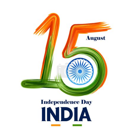 Téléchargez les illustrations : Illustration de bannière abstraite tricolore avec drapeau indien pour le 15 août Happy Independence Day of India - en licence libre de droit