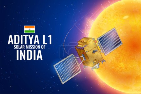 Ilustración de Ilustración de Aditya La misión solar que será lanzada por la India en septiembre - Imagen libre de derechos
