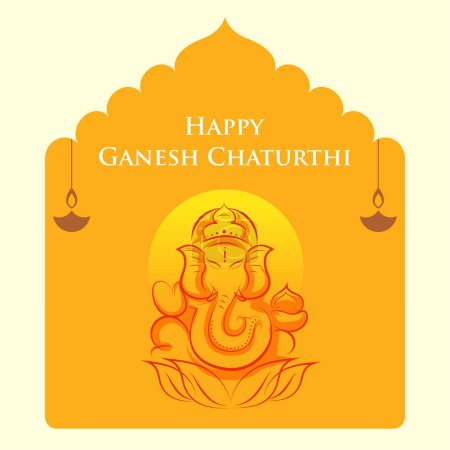 Téléchargez les illustrations : Illustration du fond de Lord Ganpati pour le festival Ganesh Chaturthi de l'Inde - en licence libre de droit