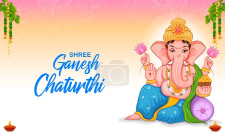 Illustration for Illustration of Lord Ganpati background for Ganesh Chaturthi festival of India - Royalty Free Image