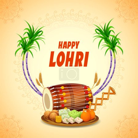 Foto de Ilustración de feliz fondo de vacaciones Lohri para el festival Punjabi - Imagen libre de derechos