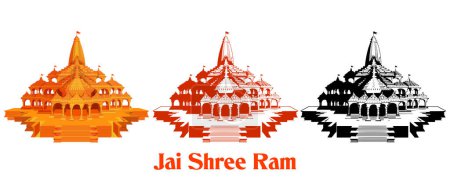 Illustration for Illustration of religious background of Shri Ram Janmbhoomi Teerth Kshetra Ram Mandir Temple in Ayodhya birth place Lord Rama - Royalty Free Image