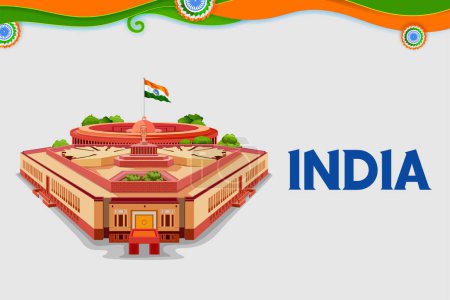 Illustration for Illustration of tricolor banner with Indian flag for 26th January Happy Republic Day of India - Royalty Free Image
