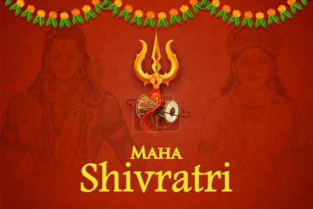 Illustration for Illustration of Lord Shiva, Indian God of Hindu for Maha Shivratri festival of India - Royalty Free Image