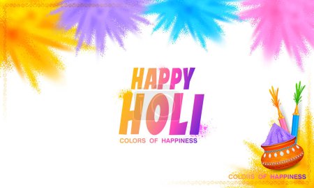 ilustración del diseño colorido abstracto de la tarjeta de fondo de Happy Holi para los saludos de la celebración del festival de color de la India